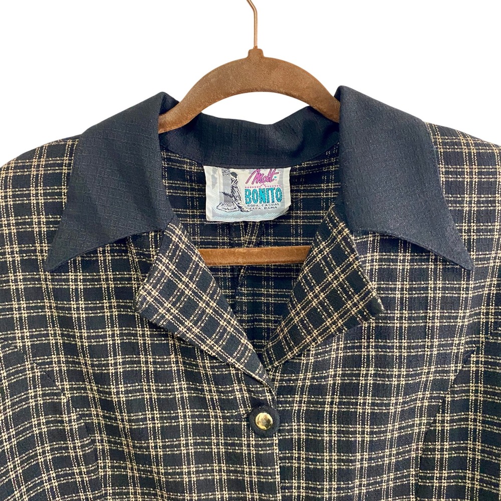 Vintage Molt Bonito Plaid Metallic Gold Button Jacket Blouse Pattern Size 34 - Picture 2 of 9